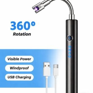 USB Rechargeable Flexible Neck Lighter – 360° Windproof Electric Arc Lighter