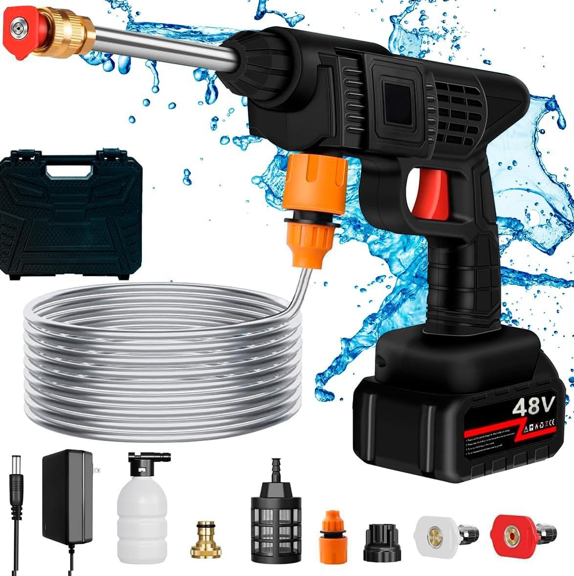 Cordless high pressure washer gun 48V portable car cleaning kit