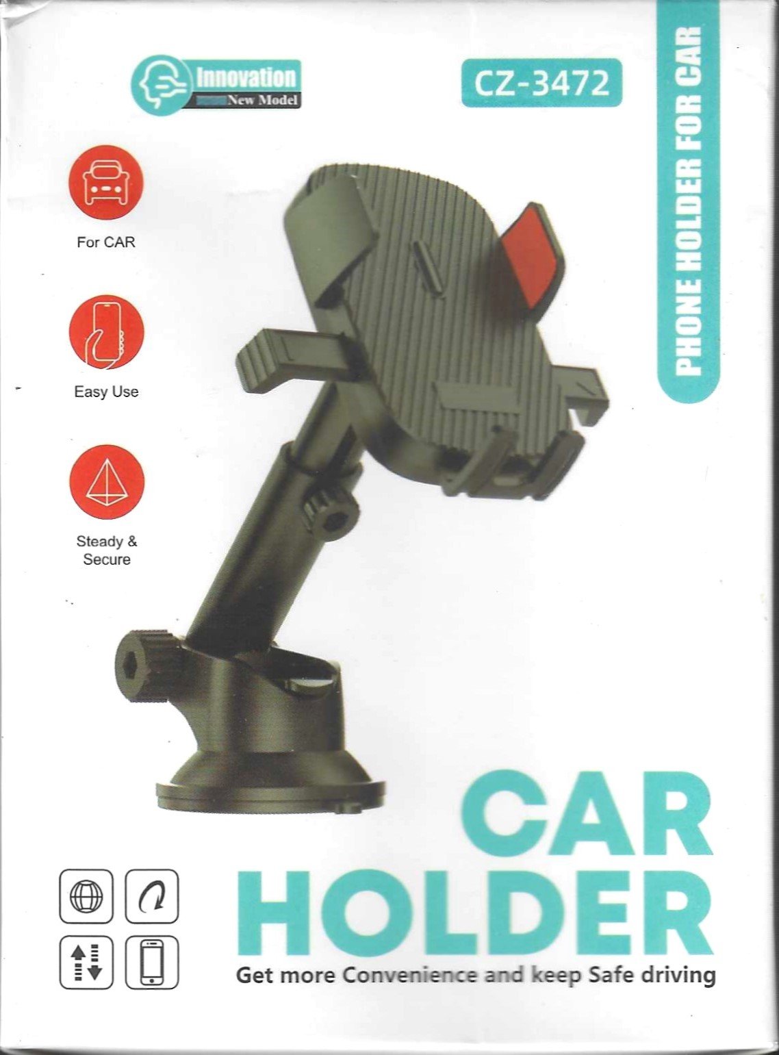 Car Phone Holder CZ-3472 adjustable dashboard suction mount