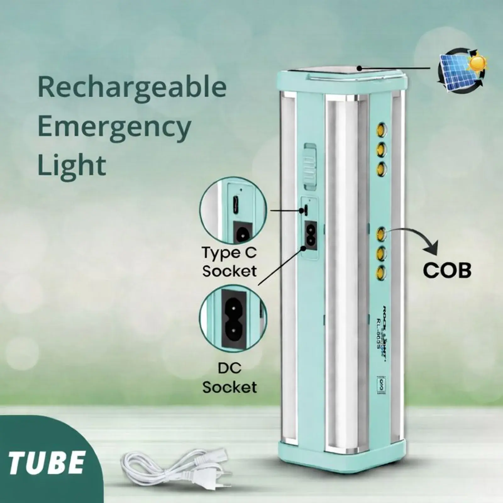 Rock Light solar emergency light with tube and COB LEDs